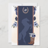 Rustieke Navy Blue Flora Westerne Charro Quinceane Kaart (Achterkant)