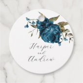Rustieke Navy Blue Floral bruiloft gunst Labels (Voorkant)