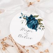Rustieke Navy Blue Floral bruiloft gunst Labels