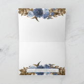 Rustieke Navy Blue Floral Herfst Pompoen Dank u Kaart (Binnen)