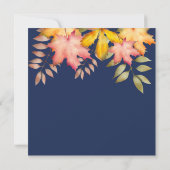 Rustieke Navy Blue Herfst herfst bladeren bruiloft Bedankkaart (Achterkant)