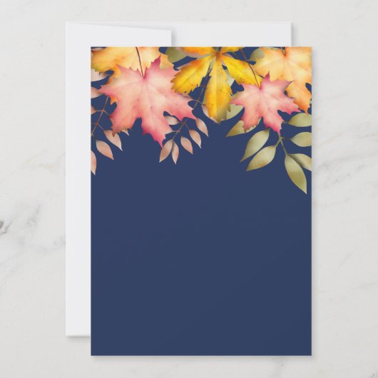 Rustieke Navy Blue Herfst herfst bladeren bruiloft Kaart (Achterkant)