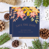 Rustieke Navy Blue Herfst herfst bladeren bruiloft Save The Date