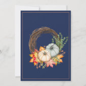 Rustieke Navy Blue Herfst Herfst Pompoenen Bruilof Save The Date (Achterkant)