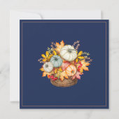 Rustieke Navy Blue Herfst Herfst Pompoenen Bruilof Save The Date (Achterkant)