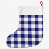 Rustieke Navy Blue Plaid Grote Kerstsok (Achterkant)