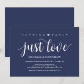 Rustieke Navy Blue Trouw Elopement Ontvangst Kaart (Voorkant / Achterkant)