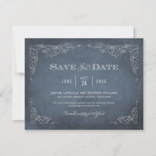 Rustieke Navy Blue Vineyard bruiloft Save The Date