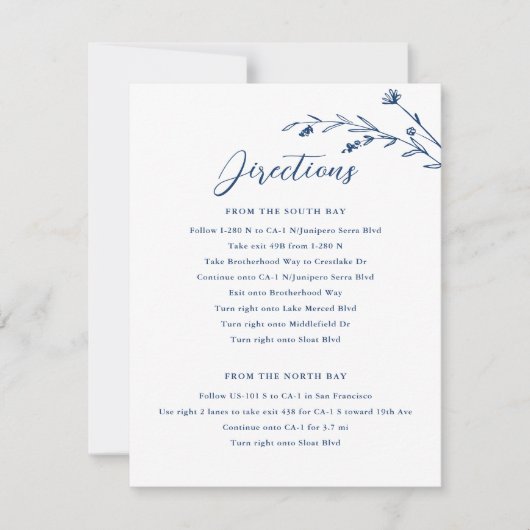 Rustieke Navy Blue Wildflower bruiloft behuizing K Kaart (Voorkant)