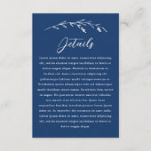 Rustieke Navy Blue Wildflower bruiloft details Informatiekaartje (Voorkant)