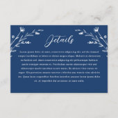 Rustieke Navy Blue Wildflower bruiloft details Kaa Informatiekaartje (Voorkant)