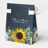 Rustieke Navy Blue Zonnebloem|Daisy Wedding Favor Bedankdoosjes (Achterkant)