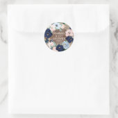 Rustieke Navy & Blush Bloemen Baby shower Favor Ronde Sticker (Tas)