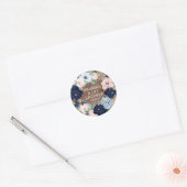 Rustieke Navy & Blush Bloemen Baby shower Favor Ronde Sticker (Envelop)