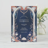  rustieke Navy Floral Art Nouveau Kaart (Staand voorkant)