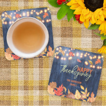 Rustieke Navy Houten Herfstbladeren Thanksgiving T