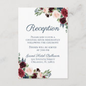 Rustieke Navy Marsala Bloemen Bruiloft Receptie Ka Informatiekaartje (Voorkant)