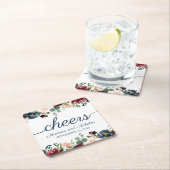 Rustieke Navy Marsala Bloemen Trouwpapier Onderzet Kartonnen Onderzetters (Insitu)