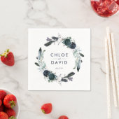 Rustieke Navy Peony Waterverf Gepersonaliseerde br Servet (Insitu)