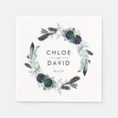 Rustieke Navy Peony Waterverf Gepersonaliseerde br Servet (Voorkant)