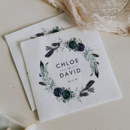 Rustieke Navy Peony Waterverf Gepersonaliseerde br Servet