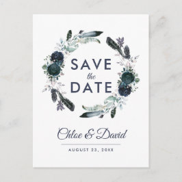 Rustieke Navy Pioen Watercolor Save the Date Aankondigingskaart