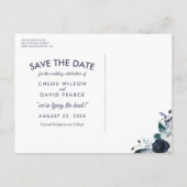 Rustieke Navy Pioen Waterverf Save the Date Aankondigingskaart (Achterkant)