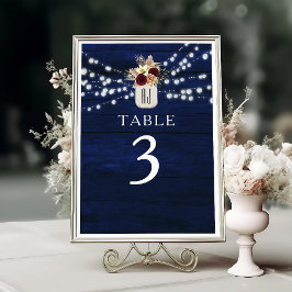 Rustieke Navy Sliert Lichtjes Tafelnummer