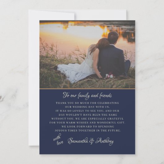 Rustieke Navy String Lights Bruiloft Dank u Bedankkaart (Achterkant)