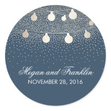 Rustieke Navy String Lights Gouden Glitter Bruilof