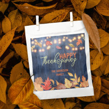 Rustieke Navy Waterverf Herfstbladeren Thanksgivin