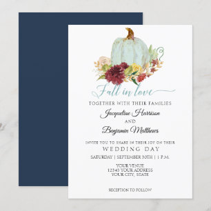 Rustieke Navy Waterverf Pompoen Bourgondië Floral Kaart