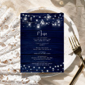 Rustieke Navy Wood Mason Jars Lights Bruiloft Menu