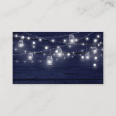 Rustieke Navy Wood Mason Jars Lights Bruiloft QR R Informatiekaartje (Achterkant)
