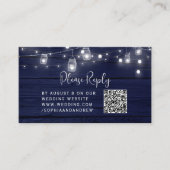 Rustieke Navy Wood Mason Jars Lights Bruiloft QR R Informatiekaartje (Voorkant)