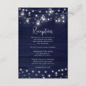 Rustieke Navy Wood Mason Jars Lights Receptie Kaar Informatiekaartje (Voorkant)