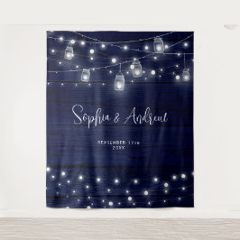 Rustieke Navy Wood Mason Jars Lights Wandkleed