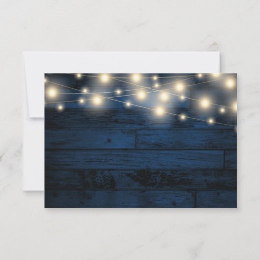 Rustieke Navy Wood String Lights RSVP-kaarten RSVP Kaartje (Achterkant)