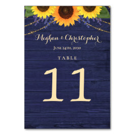 Rustieke Navy Wood String Lights Zonnebloem bruilo Kaart