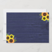 Rustieke Navy Wood String Lights Zonnebloem bruilo Save The Date (Achterkant)
