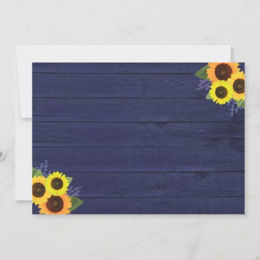 Rustieke Navy Wood String Lights Zonnebloem bruilo Save The Date (Achterkant)