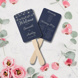 Rustieke Navy Wood String verlichting Handwaaier