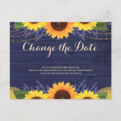 Rustieke Navy Wood Zonnebloem Bruiloft Verander de Briefkaart (Voorkant)