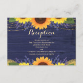 Rustieke Navy Wood Zonnebloemen Bruiloft Receptie Informatiekaartje (Voorkant)