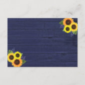 Rustieke Navy Wood Zonnebloemen Bruiloft Receptie Informatiekaartje (Achterkant)