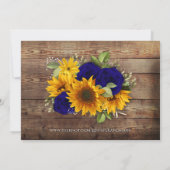 Rustieke Navy Zonnebloem Foto Save the Date Kaart (Achterkant)