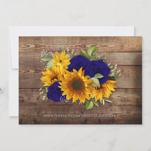 Rustieke Navy Zonnebloem Foto Save the Date Kaart (Achterkant)