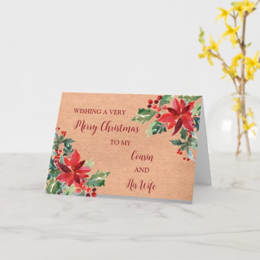 Rustieke neef en zijn vrouw kerst kaart (Gele Bloem)