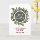 Rustieke neef en zijn vrouw Vrolijk Kerstfeest Kaart (Gele Bloem)