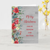 Rustieke neef en zijn vrouw Vrolijk Kerstfeest Kaart (Gele Bloem)